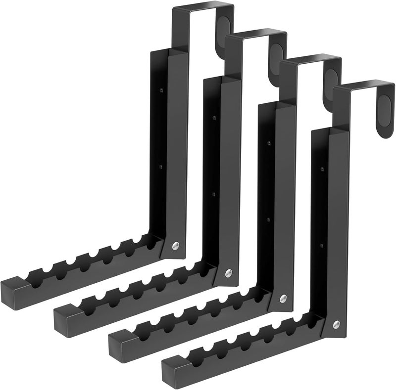BAKON Over The Door Hanger Folding Clothes Drying Rack, Folding Hanging Coat Rack for Indoor Laundry Room Compact Small Space Foldable Portable Clothing Hanger Hook Collapsible- 4 Pack(Black) - Image 1